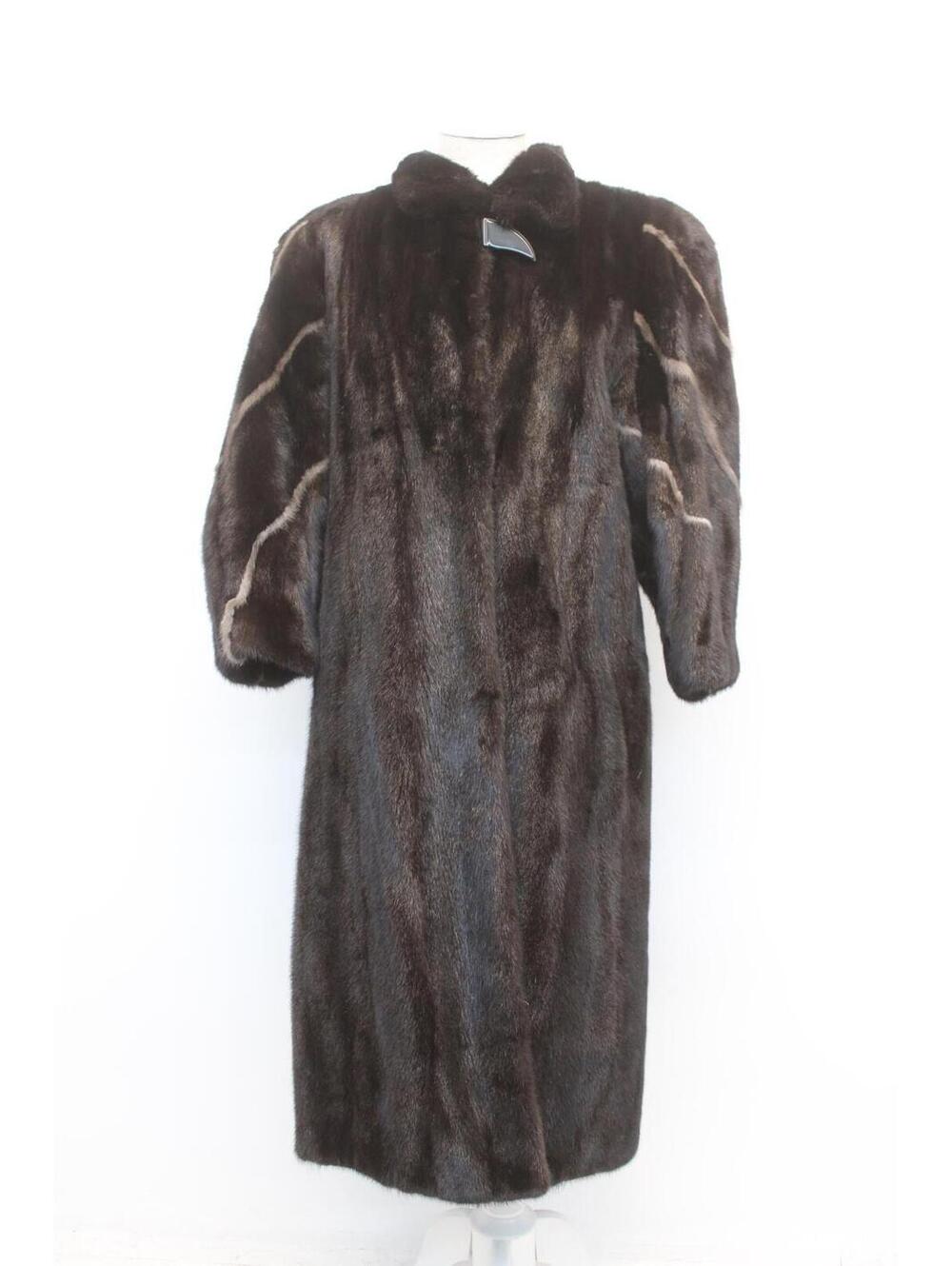 Mint Canadian Dark Ranch & Gray Mink Fur Coat Jacket Women Woman Sz 8 Medium